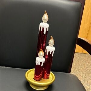 Glittered Illuminated Mercury Glass Candle Trio by Valerie